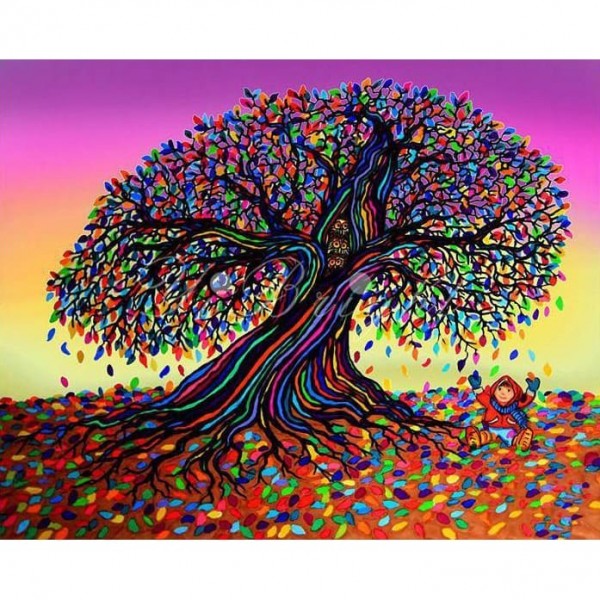 DIY Diamant Schilderij - Boom Regenboog PIX-583