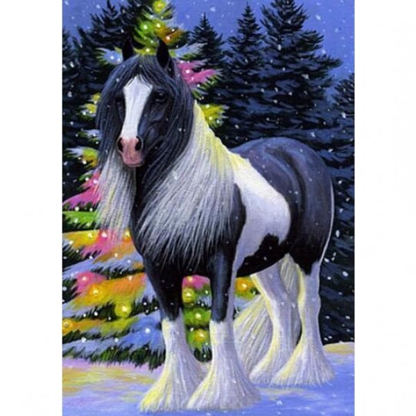 DIY Diamond Painting - Paarden zwart en wit PIX-297