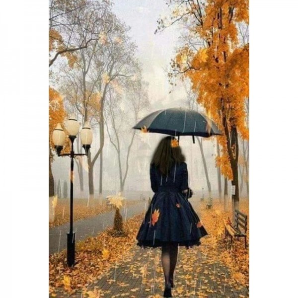 DIY Diamond Painting - Regenachtige voetganger PIX-146