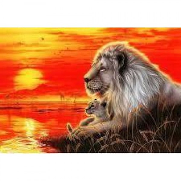 DIY Diamond Painting - Leeuw en baby PIX-411