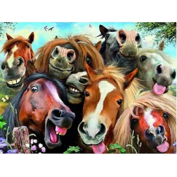 DIY Diamond Painting - Paarden grappig PIX-302