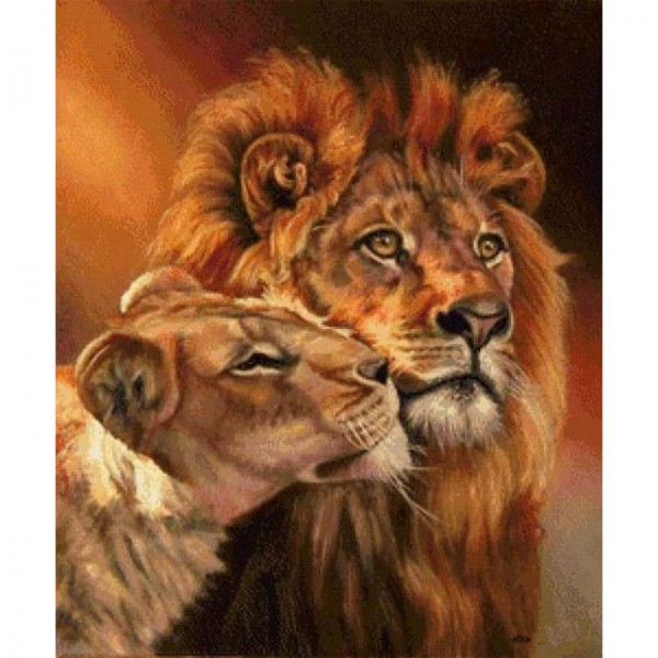 DIY Diamond Painting - Verschillende kleuren leeuwen en tijgers PIX-419