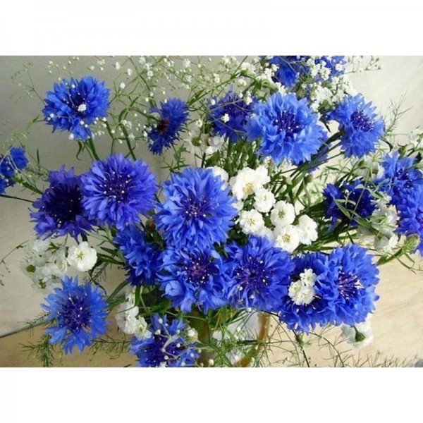 DIY Diamond Painting - Witte en blauwe bloemen PIX-81