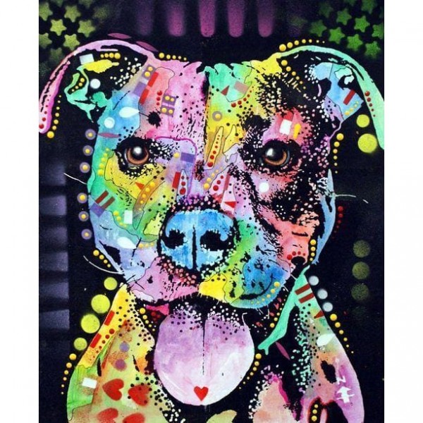 DIY Diamond Painting - Pitbull Kleurrijk PIX-564