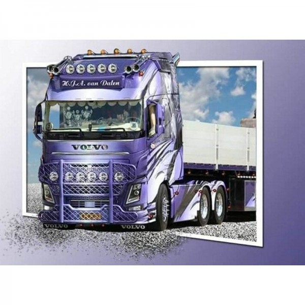 DIY Diamond Painting - Paarse vrachtwagen PIX-478