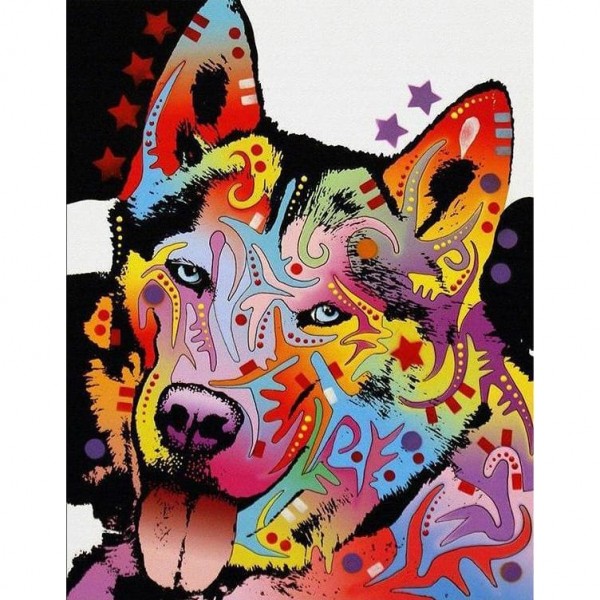 DIY diamant schilderij - Husky kleuren PIX-614