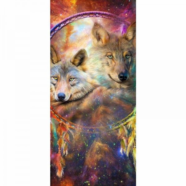2 Wolfs Dreamcatcher - Volledige boor Diamond Painting Abstract Painting