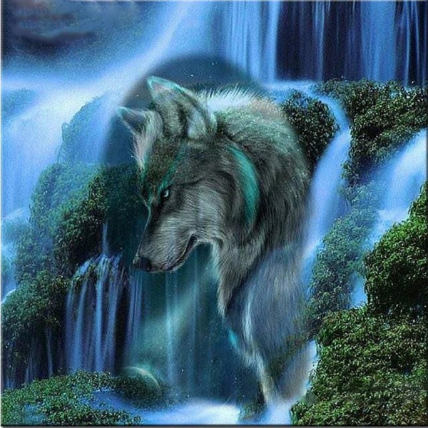 DIY Diamond Painting - Waterval Wolf PIX-79