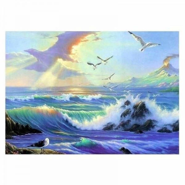 Volledige boor - 5D Diamond Painting Kits Amazing Sea Gull and Wave