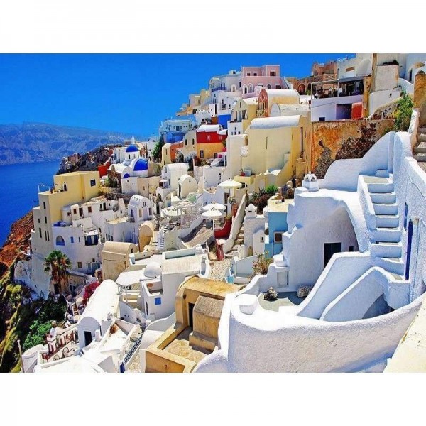 Volledige boor - 5D DIY Diamond schilderij Egeïsche zee borduurwerk strass mozaïek