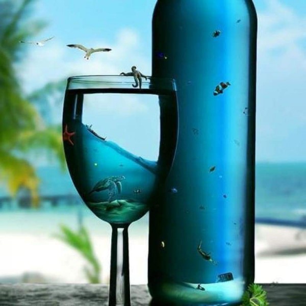 Volledige boor - 5D Diamond Painting Kits Sea World in glas