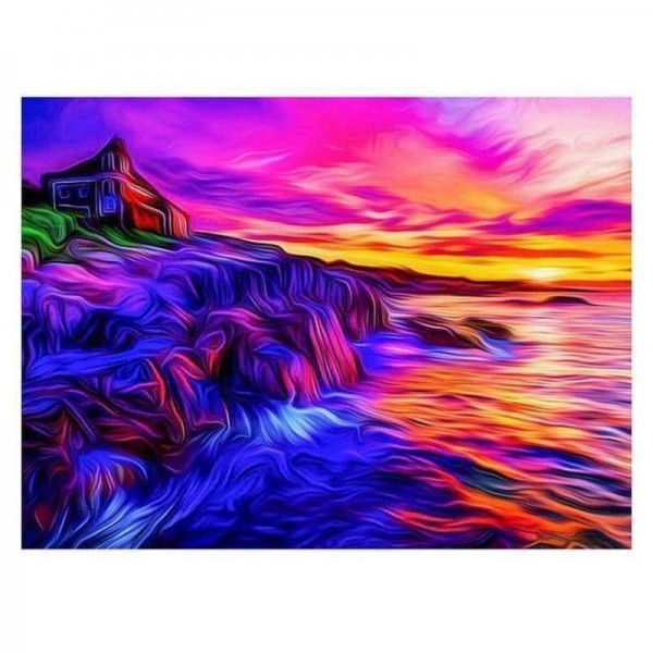 Volledige boor - 5D DIY Diamond Painting Kits Cartoon mooie kleurrijke zee zonsondergang