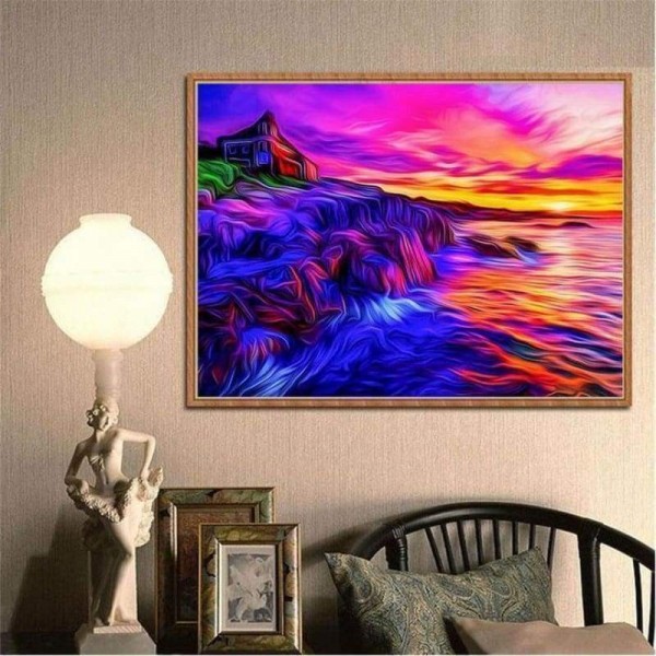 Volledige boor - 5D DIY Diamond Painting Kits Cartoon mooie kleurrijke zee zonsondergang