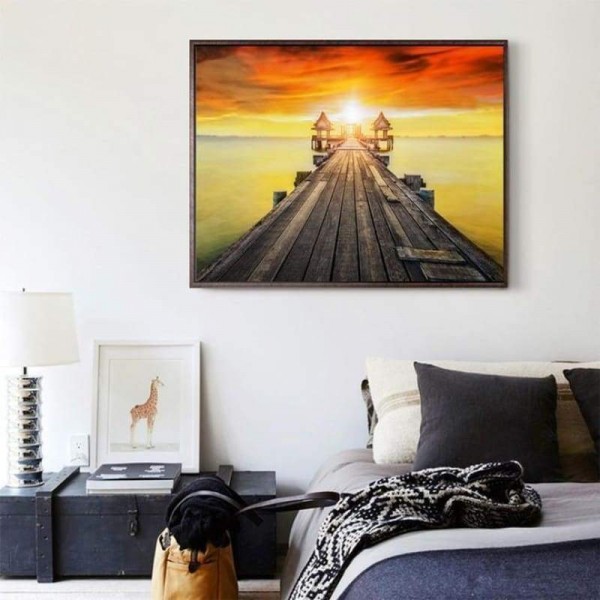 Volledige boor - 5D DIY Diamond Painting Kits Prachtige zeeschraag zonsondergang