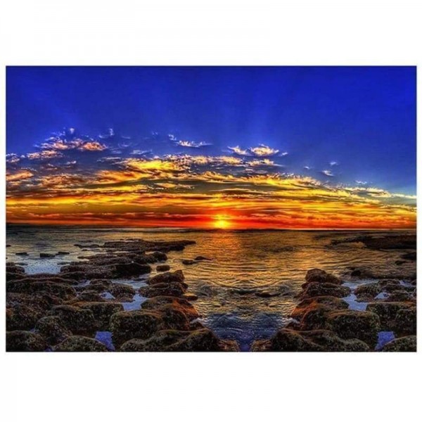 Volledige boor - 5D DIY Diamond Painting Kits Populaire winterserie kleurrijke zee zonsondergang