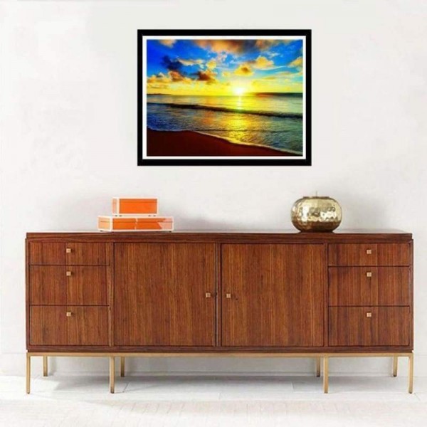 Volledige boor - 5D DIY Diamond Painting Kits Pretty Seaside Golden Sunshine
