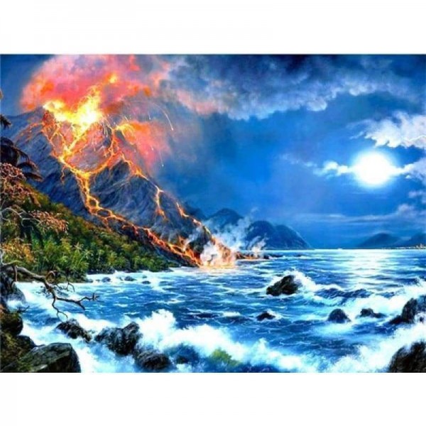 Volledige boor - 5D DIY Diamond Painting Kits Fantastic Beautiful Mountain Sea