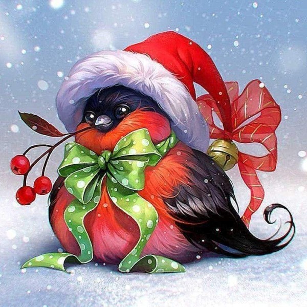 Volledige boor - 5D DIY Diamond Painting Winter Christmas Bird Kits UK