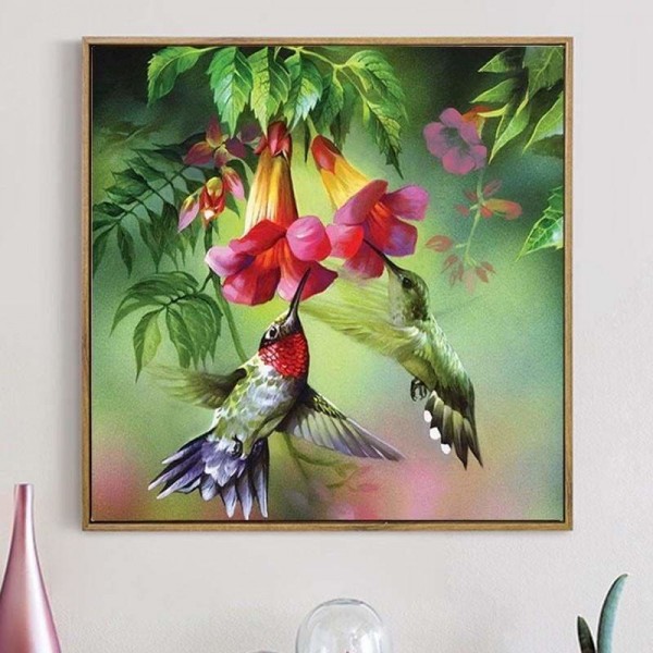 Twee etende kolibries