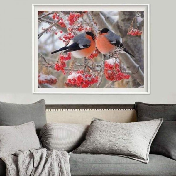 Volledige boor - 5D DIY Diamond Painting Kits Winter Canvas Cute Bird