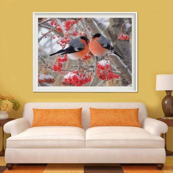 Volledige boor - 5D DIY Diamond Painting Kits Winter Canvas Cute Bird
