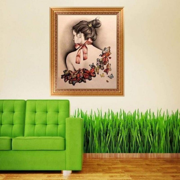 Volledige boor - 5D DIY Diamond Painting Kits Mooie achterkant van meisjesvlinder