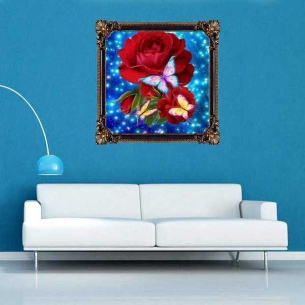 Volledige boor - 5D DIY Diamond Painting Kits Fantastic Beautiful Butterfly Red Rose