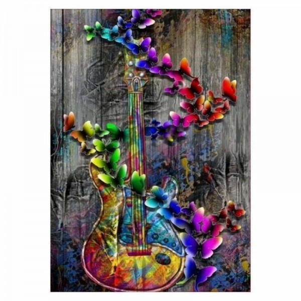 Volledige boor - 5D DIY Diamond Painting Kits Cartoon Butterfly Guitar