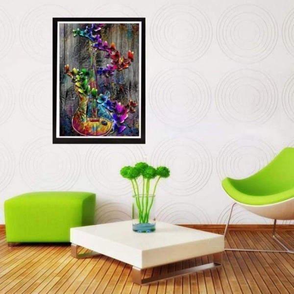 Volledige boor - 5D DIY Diamond Painting Kits Cartoon Butterfly Guitar