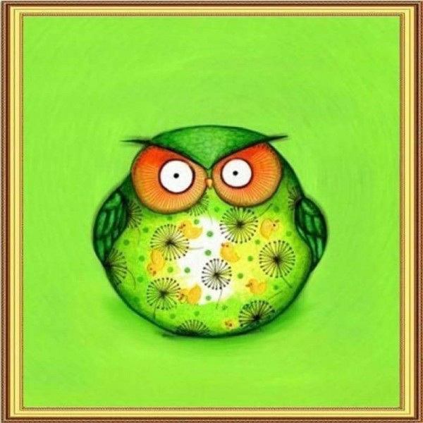 Volledige boor - 5D DIY Diamond Painting Kits Cartoon Green Owl
