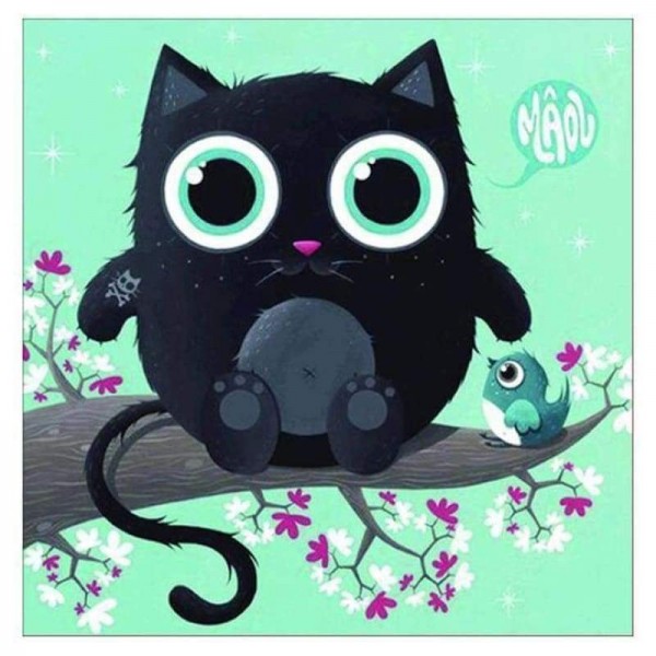 Volledige boor - 5D DIY Diamond Painting Kits Cartoon mooie zwarte uil