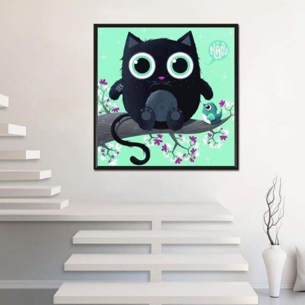 Volledige boor - 5D DIY Diamond Painting Kits Cartoon mooie zwarte uil