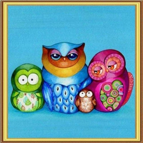 Volledige boor - 5D DIY Diamond Painting Kits Cartoon Owl Family