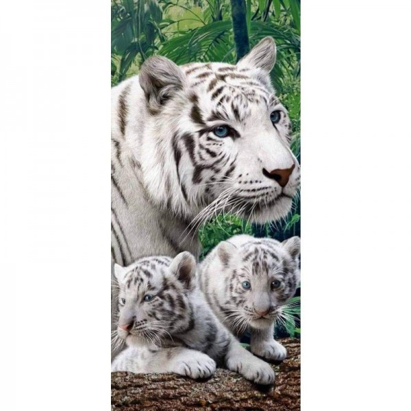 White Tigers 03- Volledige boor diamant schilderij -
