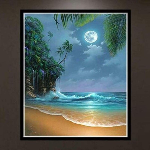 Volledige boor - 5D DIY Diamond Painting Kits Fantastic Beautiful Moon Beach Summer