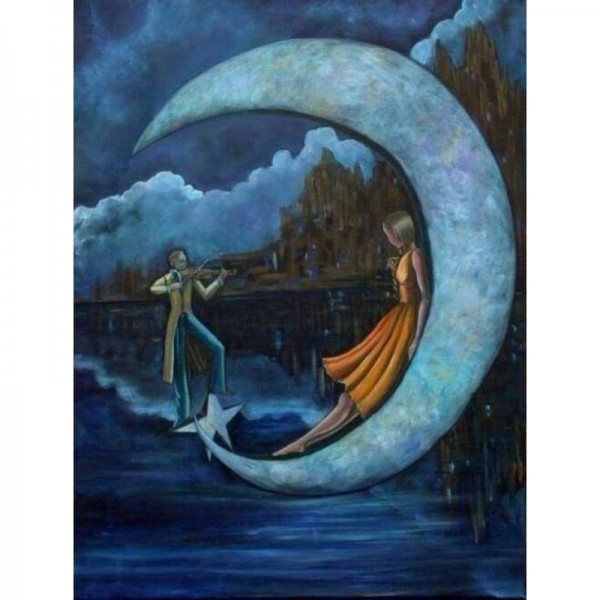 Volledige boor - 5D DIY Diamond Painting Kits Cartoon Lover Moon