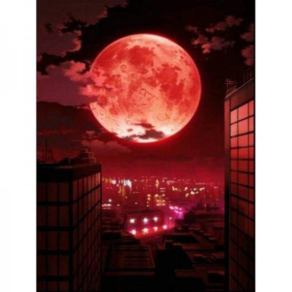 Volledige boor - 5D DIY Diamond Painting Kits Scenery Blood Moon