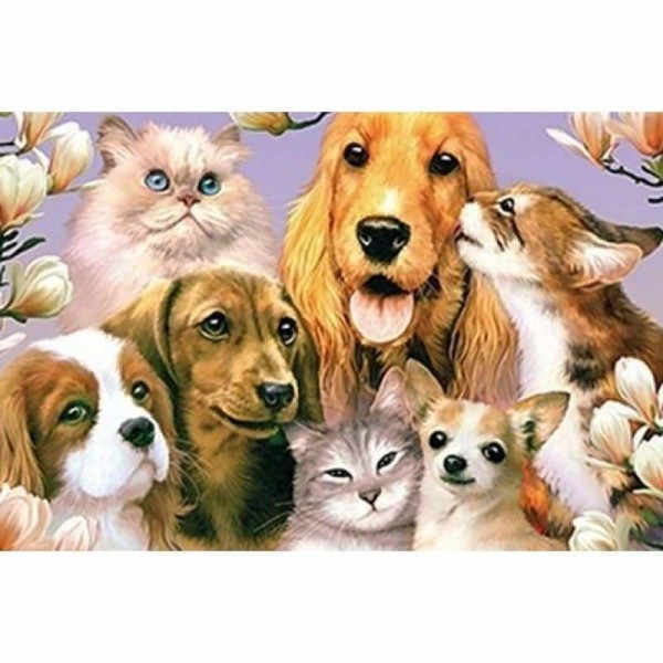 Katten en honden-Volledige boor diamant schilderij-