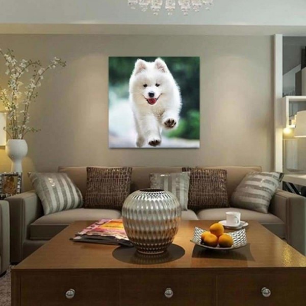 Volledige boor - 5D DIY Diamond Painting Kits Schattige witte hond