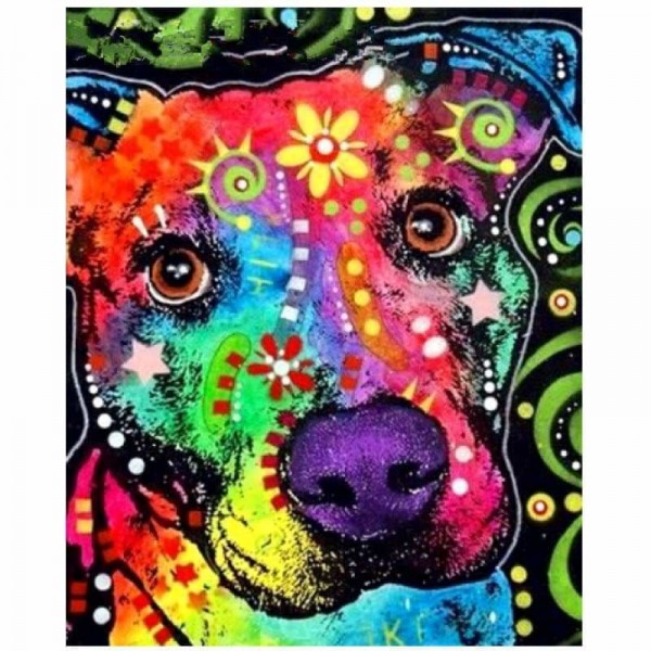 Volledige boor - 5D DIY Diamond Painting Kits Kleurrijke schattige hond