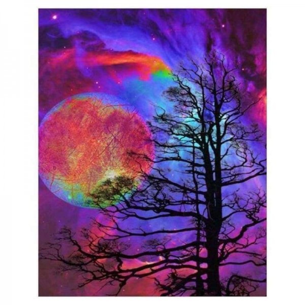 Full Drill - 5D DIY Diamond Painting Kits Fantasy Colorful Moon Tree