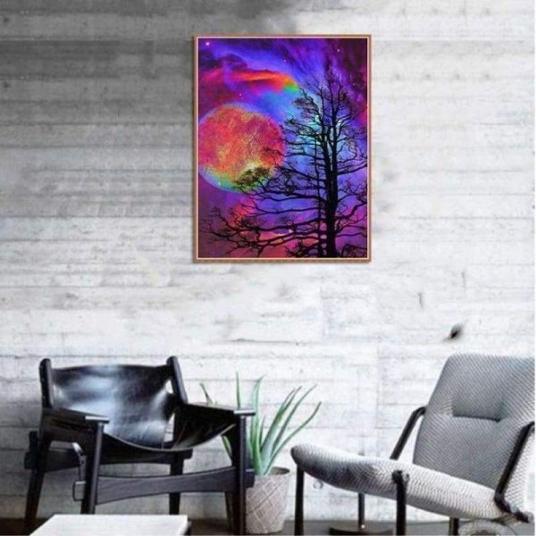 Full Drill - 5D DIY Diamond Painting Kits Fantasy Colorful Moon Tree