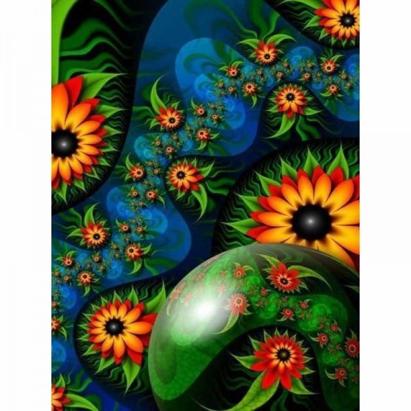 Abstracten zonnebloem schilderij