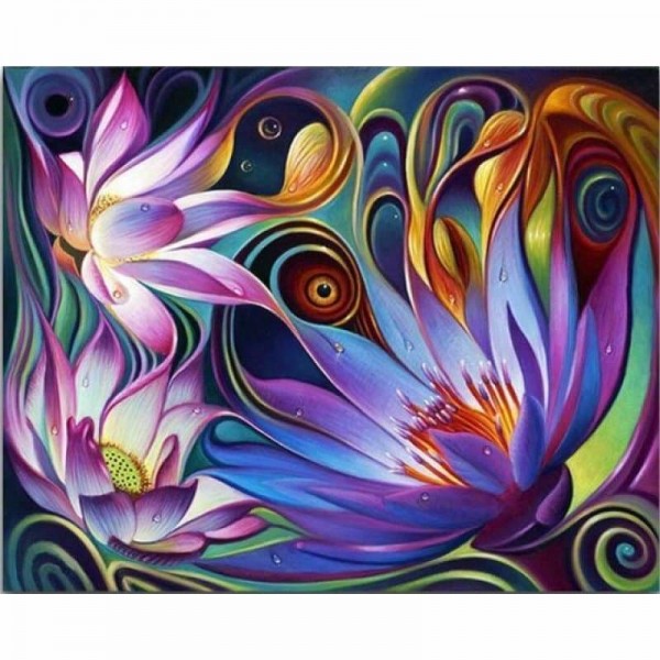 DOUBLE Modern Art Abstract Colorful Flower Full Vorm steentjes - 5D Diy Diamond Painting Kits VM79944