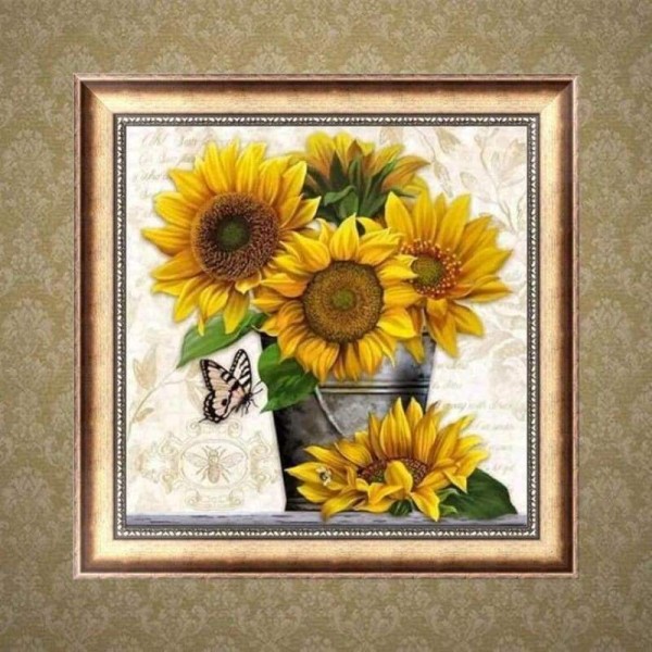 Volledige boor - 5D DIY Diamond Painting Kits Cartoon gele zonnebloemen
