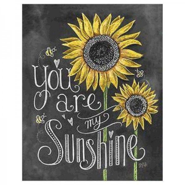 Volledige boor - 5D Diamond Painting Kits Sunflower You Are My Sunshine Blackboard