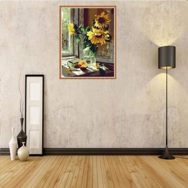 Volledige boor - 5D DIY Diamond Painting Kits Sunshine Yellow Sunflower in Glass