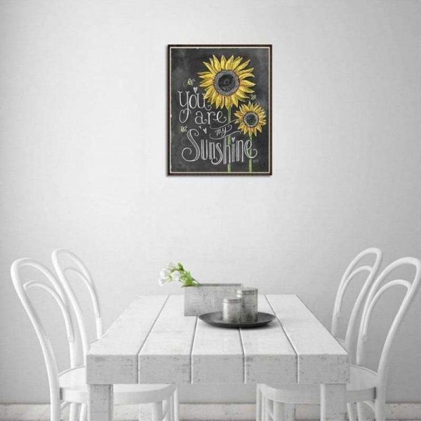 Volledige boor - 5D Diamond Painting Kits Sunflower You Are My Sunshine Blackboard