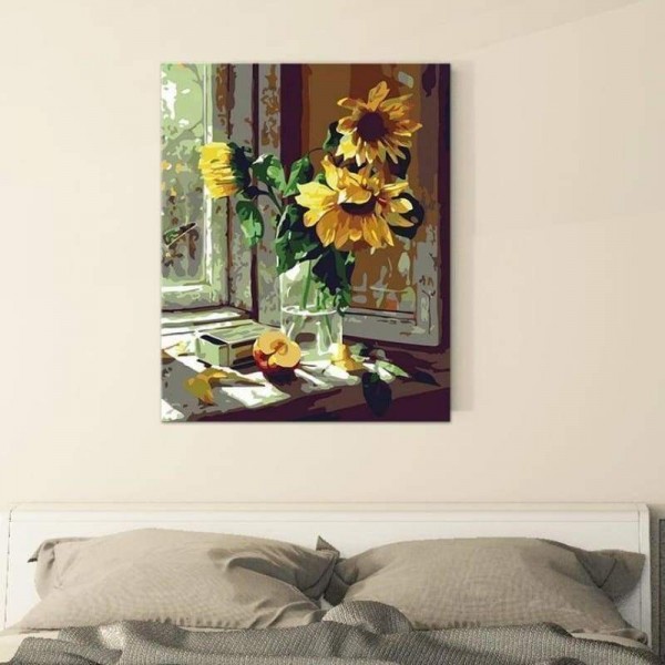 Volledige boor - 5D DIY Diamond Painting Kits Sunshine Yellow Sunflower in Glass