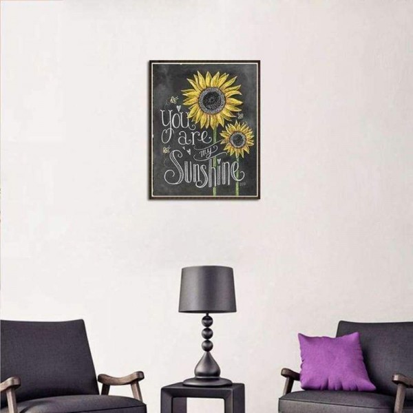 Volledige boor - 5D Diamond Painting Kits Sunflower You Are My Sunshine Blackboard